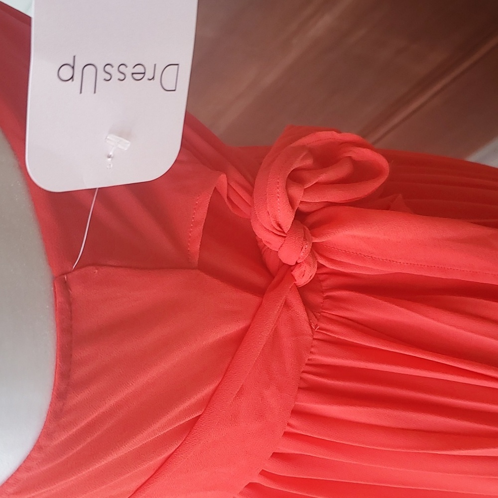 NWT! Dress Up FavLux Red Pleated Maxi Strappy Dress - Picture 4 of 5